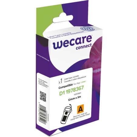 WECARE ARMOR páska (vinyl) kompatibilní s DYMO 1978367,Black/Orange,12MM*3M