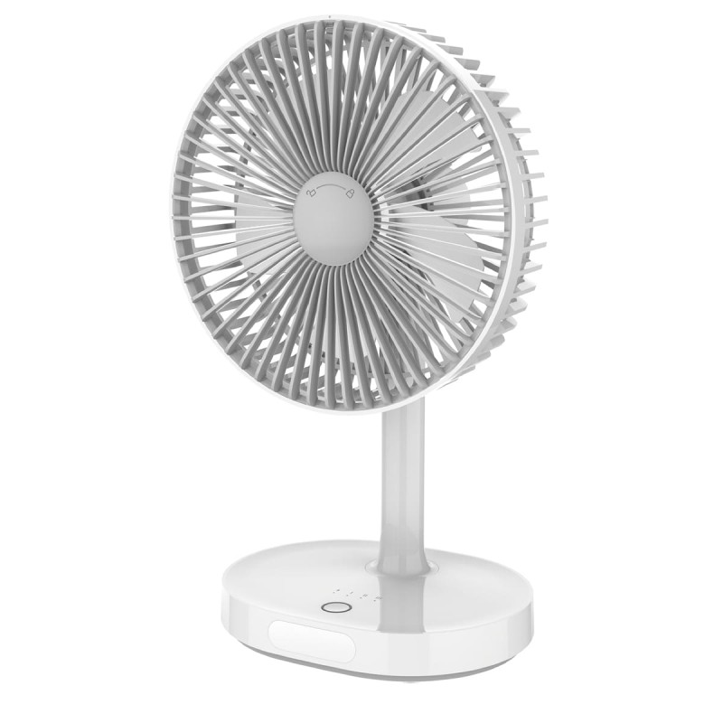 Platinet PRDF0326 stolní ventilátor 19 cm, noční osvětlení, akumulátor 3000 mAh, bílá-šedá