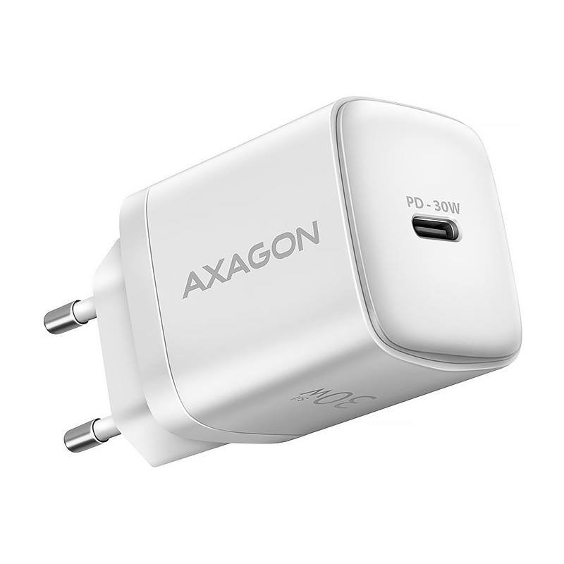 AXAGON ACU-PD30W, Sil nabíječka do sítě 30W, 1x port USB-C, PD3.0/PPS/QC4+/SFC/AFC/Apple, bílá