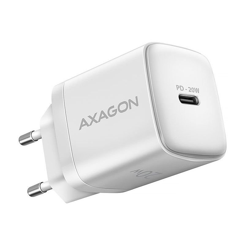 AXAGON ACU-PD20W, nabíječka do sítě 20W, 1x port USB-C, PD3.0/PPS/QC4+/AFC/Apple, bílá