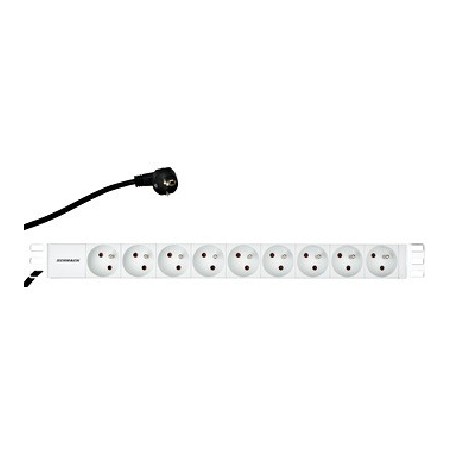Napájecí panel PDU 19", 9x ČSN, 1U, kabel 2 m