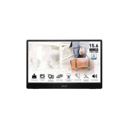 MSI přenosný ultra tenký monitor PRO MP161 E2, 15,6" IPS/1920 x 1080 FHD/60Hz/4ms/2xUSB-C/HDMI/šedá