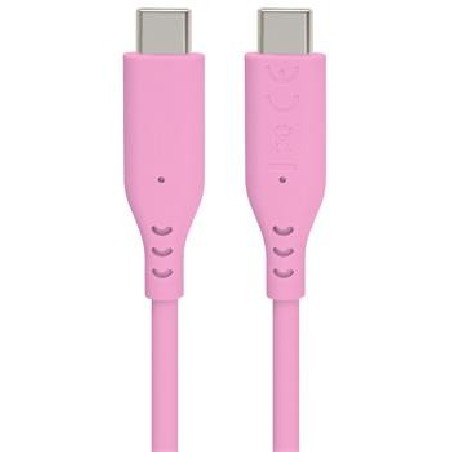 PREMIUMCORD Kabel USB-C na USB-C, 60W, 480Mbps, silikonový, růžový, 1,5m