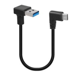 PremiumCord Adaptér zahnutý USB 3.0 A 90° male - zahnutý USB-C 90° male kur31-45