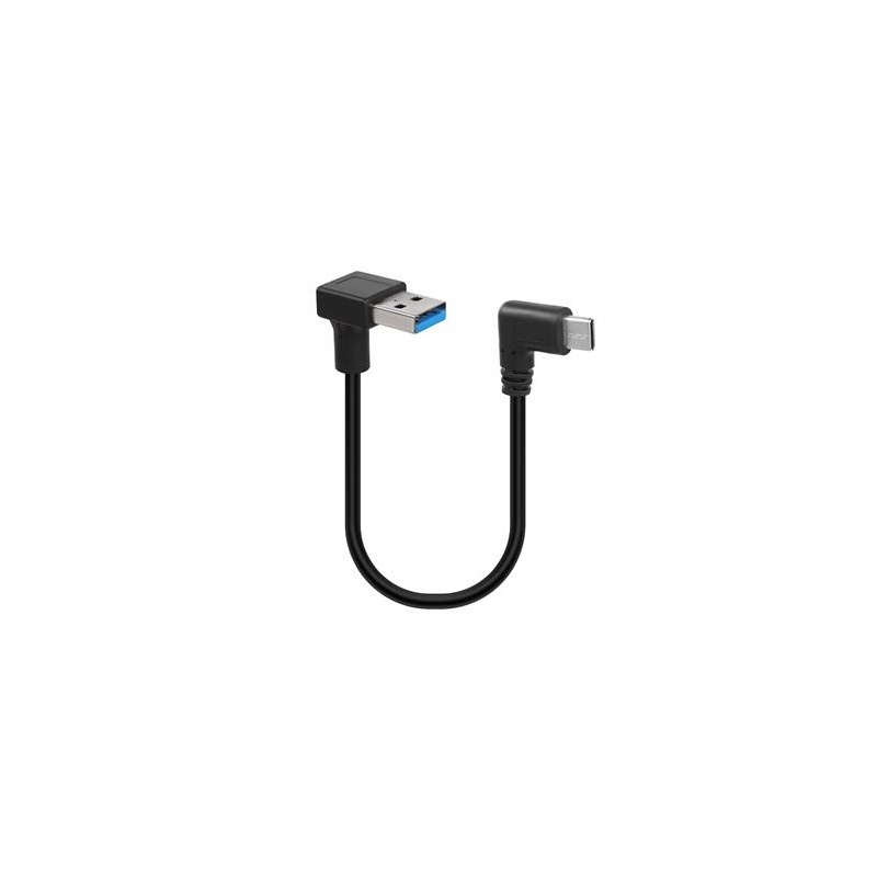 PremiumCord Adaptér zahnutý USB 3.0 A 90° male - zahnutý USB-C 90° male kur31-45