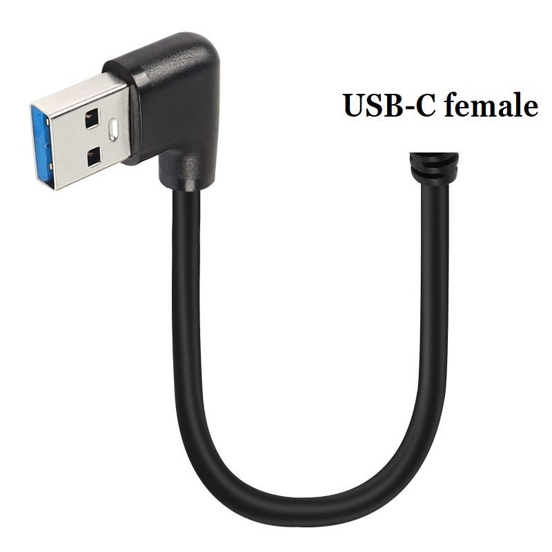 PremiumCord prodlužovací kabel zahnutý USB 3.0 A 90° male - USB-C female