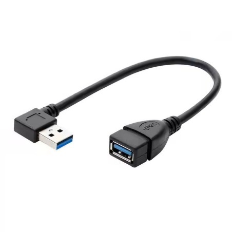 PremiumCord prodlužovací kabel zahnutý USB 3.0 A 90° male - USB 3.0 A female