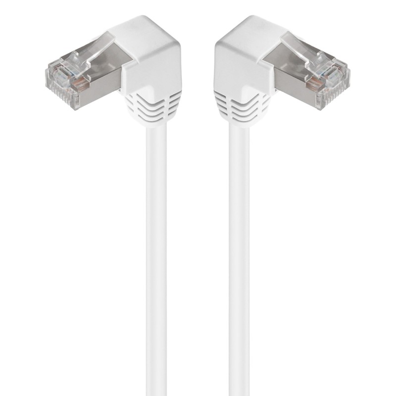 PremiumCord CAT 5e Patch Cable 2x 90° zahnuté konektory, F/UTP, bílý, 1m