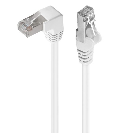 PremiumCord CAT 5e Patch Cable 1x 90° zahnutý konektor, F/UTP, bílý, 1m