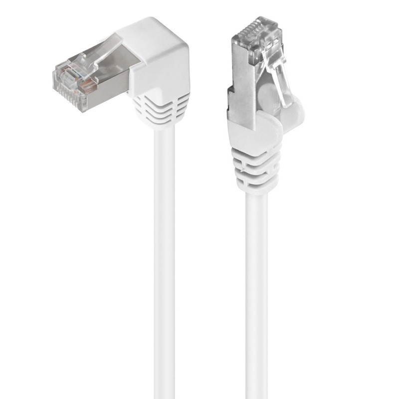 PremiumCord CAT 5e Patch Cable 1x 90° zahnutý konektor, F/UTP, bílý, 3m
