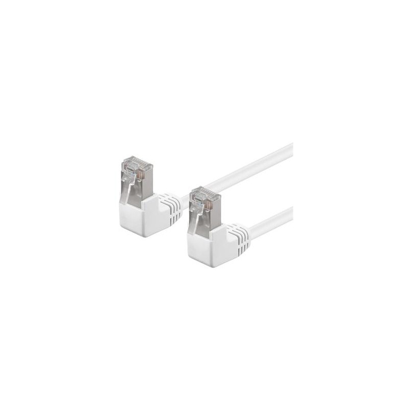 PremiumCord CAT 5e Patch Cable 2x 90° zahnuté konektory, F/UTP, bílý, 2m