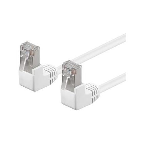 PremiumCord CAT 5e Patch Cable 2x 90° zahnuté konektory, F/UTP, bílý, 2m