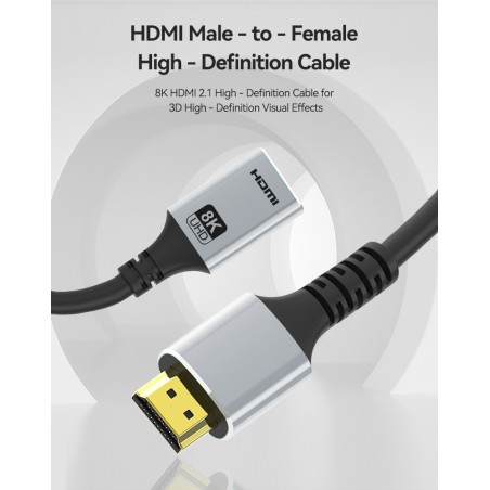 PremiumCord HDMI2.1 Prodlužovací kabel 8K@60Hz 4K@120Hz aluminium 0,5m