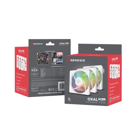 Ventilátor Genesis OXAL 120 ARGB, 3-Pack, Bílý