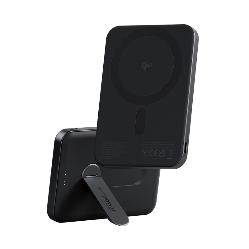 PanzerGlass emPower bezdrátová QI2 powerbanka 5000 mAh, MagSafe, KickStand black