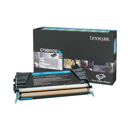 Lexmark originální toner C736H1CG, cyan, 10000str., high capacity, return
