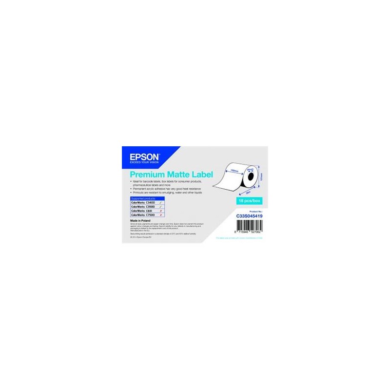 Premium Matte Label - Continuous Roll: 102mm x 35m C33S045419