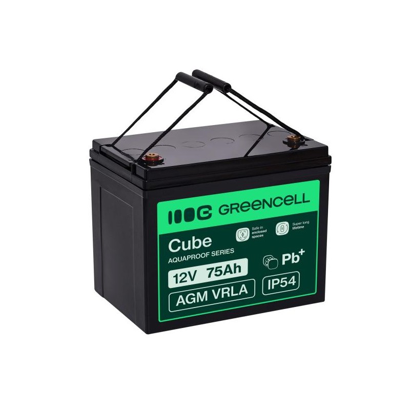 Green Cell CUBE AGM IP54 12V 75Ah VRLA baterie Gel deep cycle powerchair leisure baterie campervan