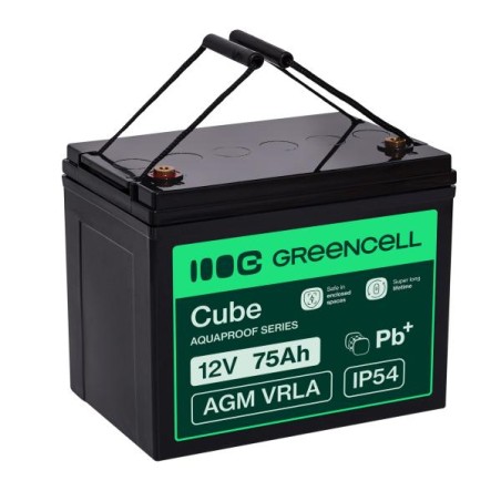 Green Cell CUBE AGM IP54 12V 75Ah VRLA baterie Gel deep cycle powerchair leisure baterie campervan