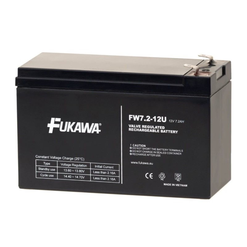 Baterie - FUKAWA FW 7,2-12 F2U (12V/7,2Ah - Faston 250), konektor - 6.3mm, životnost 5let