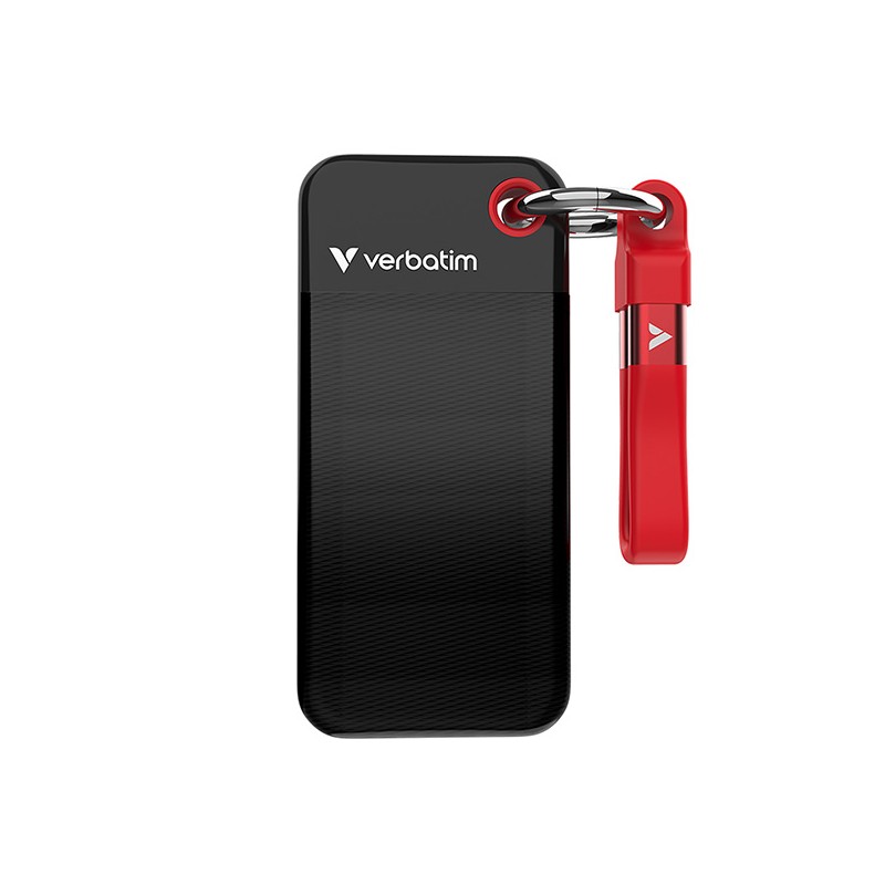 SSD Externí Verbatim Pocket SSD Black/red, 32417, 256GB, černý/červený, M.2, obsahuje USB C kabel a pytlík, USB-C