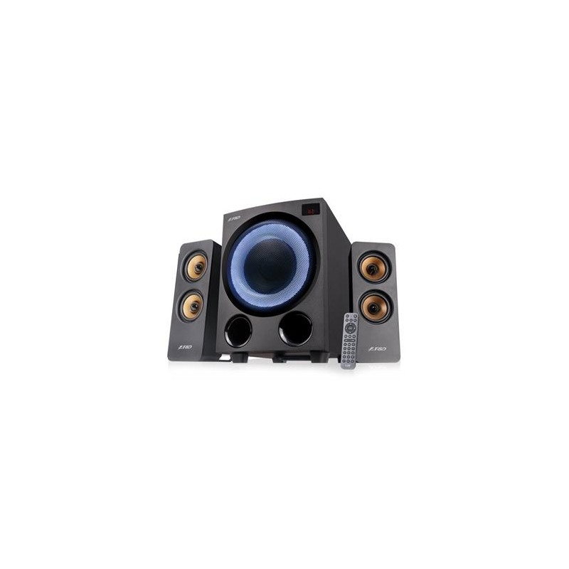 ROZBALENÉ - FENDA F&D repro F770X/ 2.1/ 76W/ černé s RGB/ BT5.0/ FM rádio/ USB přehrávání/ optický vstup/ dálkové ovlád