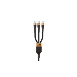 WG - Datový kabel 3v1 Type-C na 3x Type-C, 90 cm, 100 W + 15 W + 15 W, černá