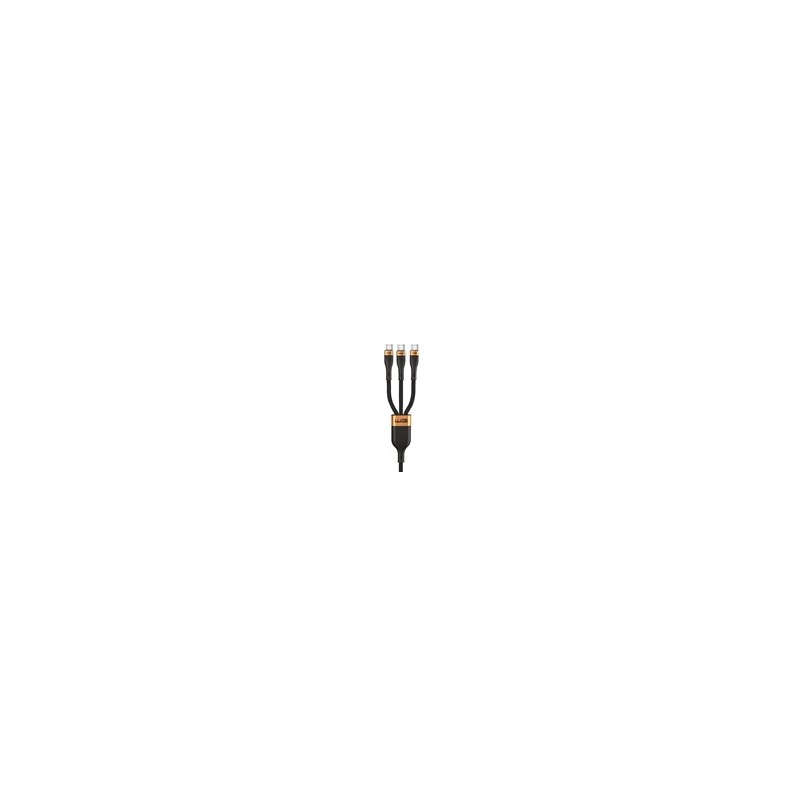 WG - Datový kabel 3v1 Type-C na 3x Type-C, 90 cm, 100 W + 15 W + 15 W, černá