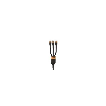 WG - Datový kabel 3v1 Type-C na 3x Type-C, 90 cm, 100 W + 15 W + 15 W, černá