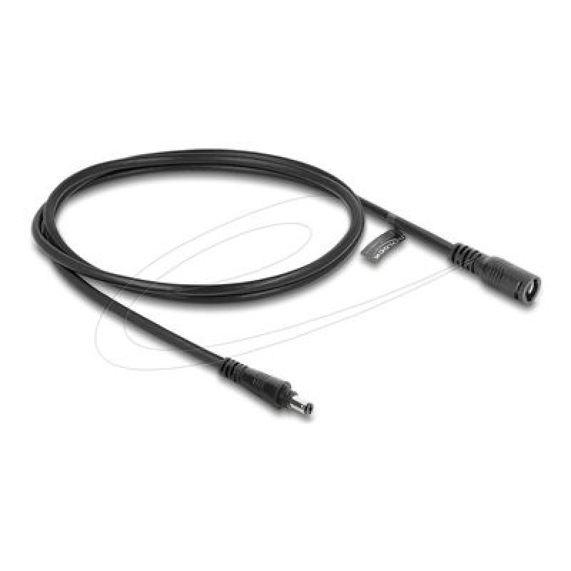 Delock - Prodlužovací šnura - DC jack 5.5 mm x 2.1 mm (M) do DC jack 5.5 mm x 2.1 mm (F) bayonet lock - 12 - 24 V - 1 m - cerná
