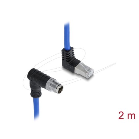 M12 Cable X-coded 8 pin male angled down