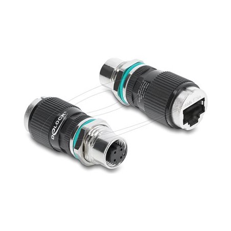 M12 Adapter D-coded 4 pin female to RJ45 90663