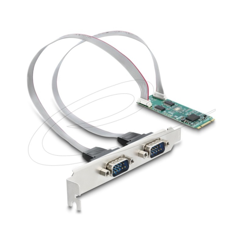 M.2 Card to 2 x Serial RS-232 DB9 with S