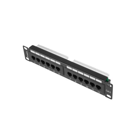 PATCH PANEL 12PORT 1U 10?? CAT.6 UTP ČERNÝ LANBERG