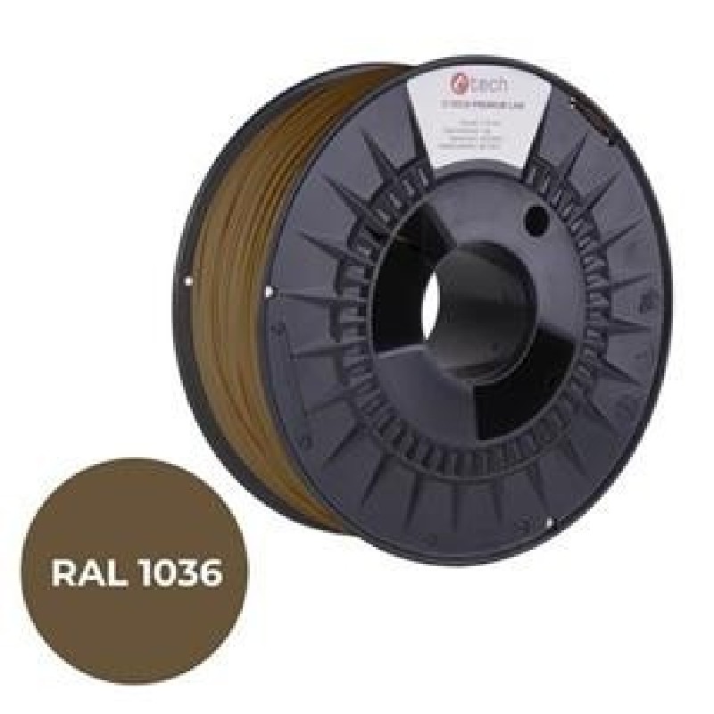 Tisková struna (filament) C-TECH PREMIUM LINE, PLA, perleťová zlatá, RAL1036, 1,75mm, 1kg