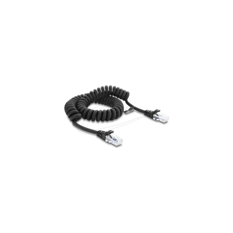 Delock - Patch kabel - RJ-50 (M) do RJ-50 (M) - 1 m - 5 mm - CAT 5e - spirálový - cerná