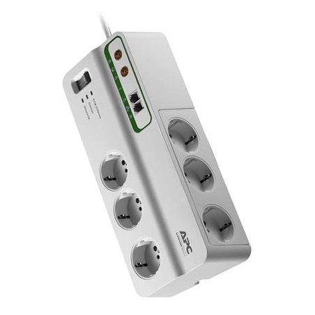APC Home/Office SurgeArrest, con protezione telefonica e coassiale, 230 V, Italia, 6 prese