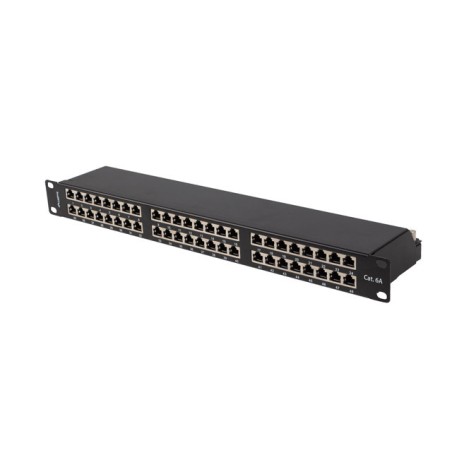 PATCH PANEL 48 PORTŮ 1U 19" CAT.6A FTP STÍNĚNÝ ČERNÝ LANBERG