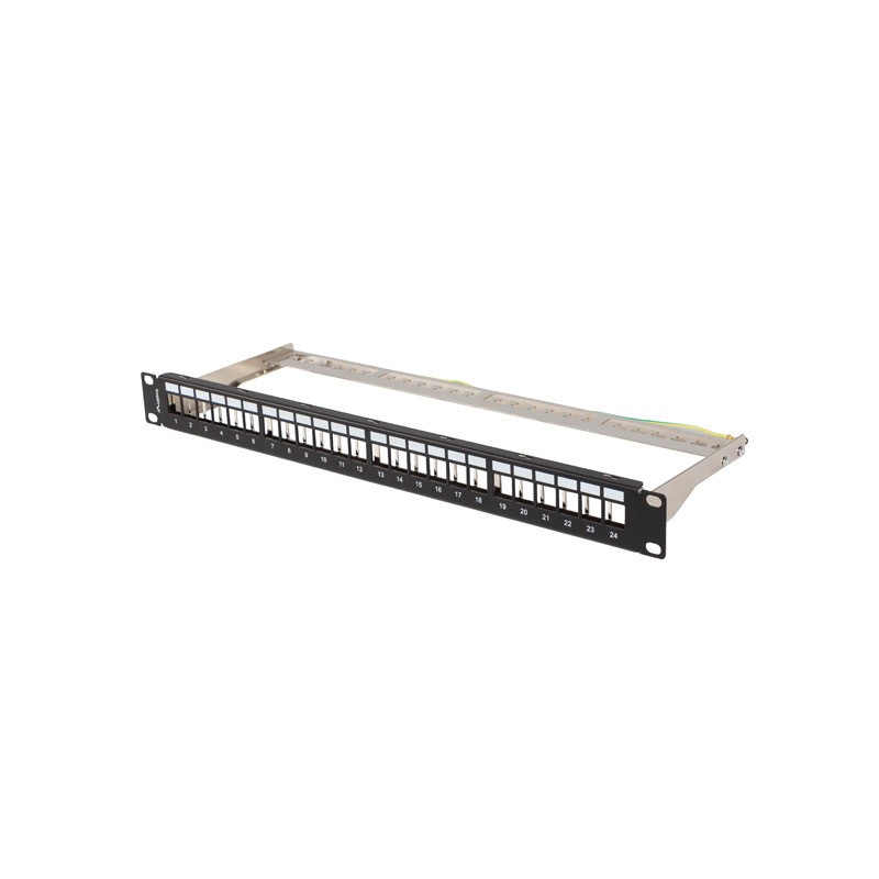 PATCH PANEL 24 PORTŮ 1U 19" FTP PRO MODULY KEYSTONE ČERNÝ LANBERG