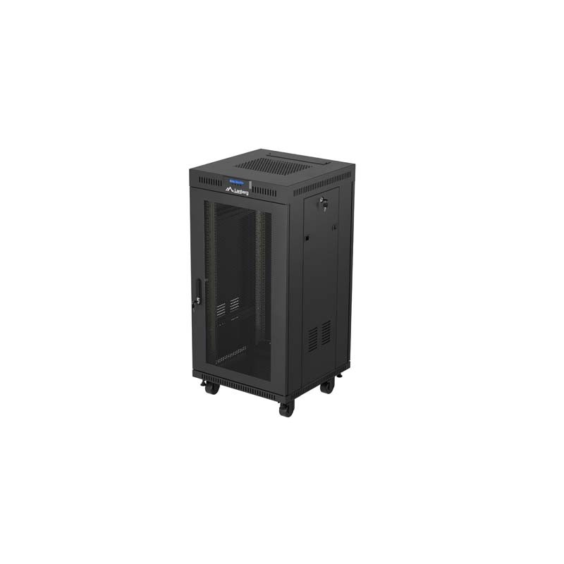 19" VOLNĚ STOJÍCÍ RACKOVÁ SKŘÍŇ 22U/600X600 (FLAT PACK) SE SÍŤOVÝMI DVEŘMI LCD ČERNÁ LANBERG V2