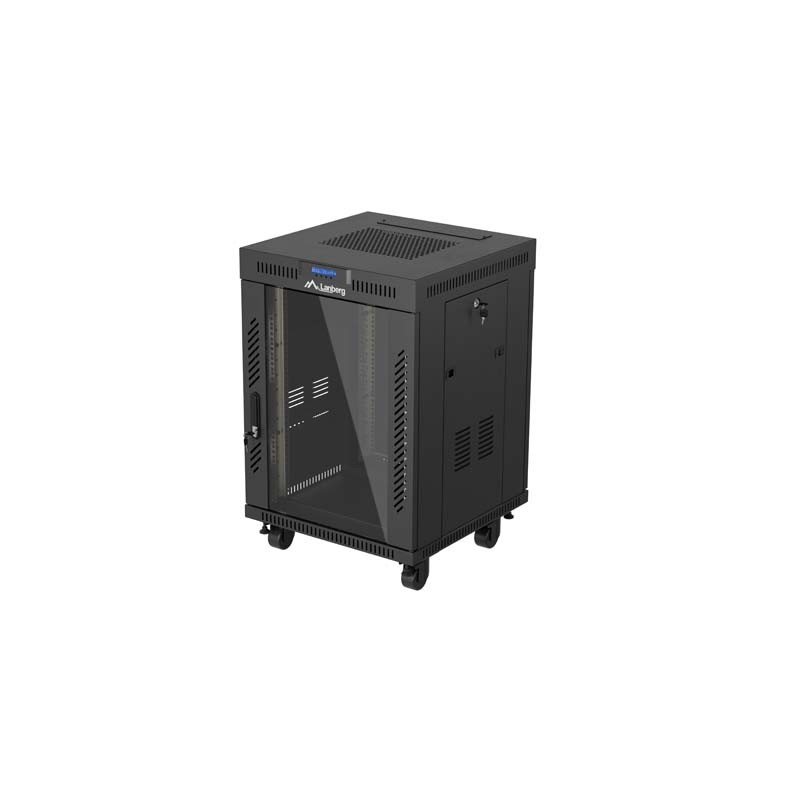 19" VOLNĚ STOJÍCÍ RACKOVÁ SKŘÍŇ 15U/600X600 (FLAT PACK) S PROSKLENÝMI DVEŘMI LCD ČERNÁ LANBERG V2