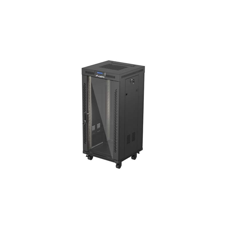 19" VOLNĚ STOJÍCÍ RACKOVÁ SKŘÍŇ 24U 600X600 ČERNÉ SKLENĚNÉ DVEŘE LCD LANBERG (FLAT PACK) V2