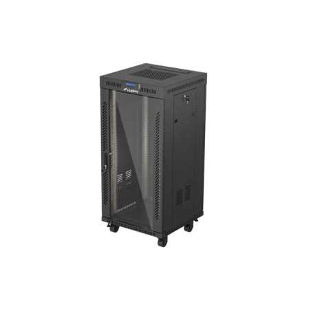 19" VOLNĚ STOJÍCÍ RACKOVÁ SKŘÍŇ 24U 600X600 ČERNÉ SKLENĚNÉ DVEŘE LCD LANBERG (FLAT PACK) V2