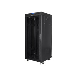 19" VOLNĚ STOJÍCÍ RACKOVÁ SKŘÍŇ 27U/600X600 (FLAT PACK) S PROSKLENÝMI DVEŘMI LCD ČERNÁ LANBERG V2