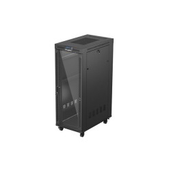 19" Volně stojící racková skříň 32U 600X1000 černý Lanberg LCD skleněné dveře (ploché balení)
