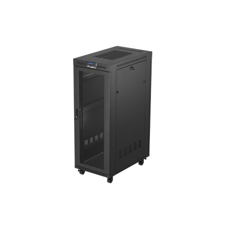 19" Volně stojící racková skříň 32U 600X1000 černá LCD perforovaná Dvířka Lanberg (ploché balení)
