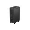 19" Volně stojící racková skříň 32U 600X1000 černá LCD perforovaná Dvířka Lanberg (ploché balení)