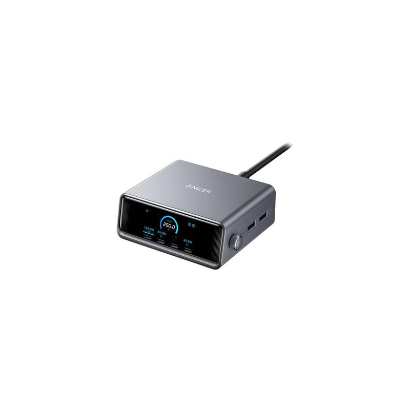 Anker Prime Nabíjecí Základna/ 250W/ 4x USB-C/ 2x USB/ GaN Prime/ stříbrná