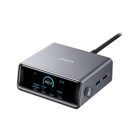 Anker Prime Nabíjecí Základna/ 250W/ 4x USB-C/ 2x USB/ GaN Prime/ stříbrná