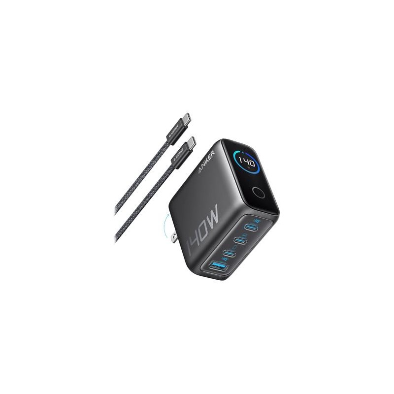 Anker Prime nabíječka/ 140W/ 3x USB-C/ USB/ displej/ šedá + USB-C kabel